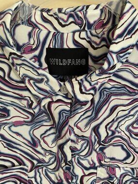 Wildfang The Empower Swirl Shirt Blouse Women's XL Button up Short Sleeves NWT